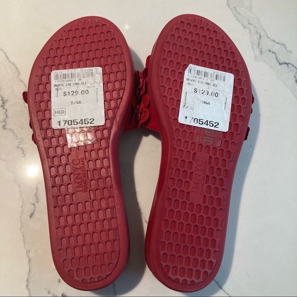 IMNYC Sz 7 Isaac Mizrahi Tina  Floral Slip On Vegan Leather Fabric Upper Sandals - Picture 10 of 10